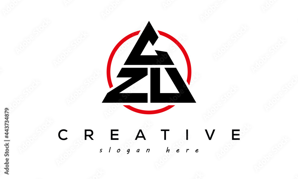 CZU triangle letter with circle logo - obrazy, fototapety, plakaty 