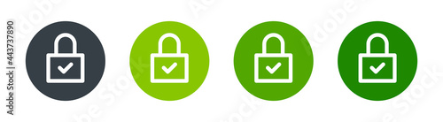 Lock icon. Containing padlock with check mark symbol of  protection, safety and security concept.