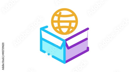 round-the-world package Icon Animation. color round-the-world package animated icon on white background photo