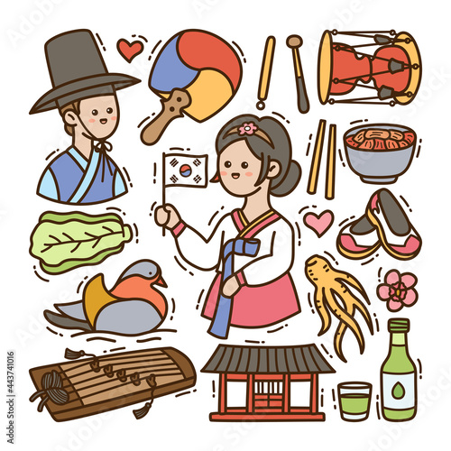 South Korea Doodle Illustration