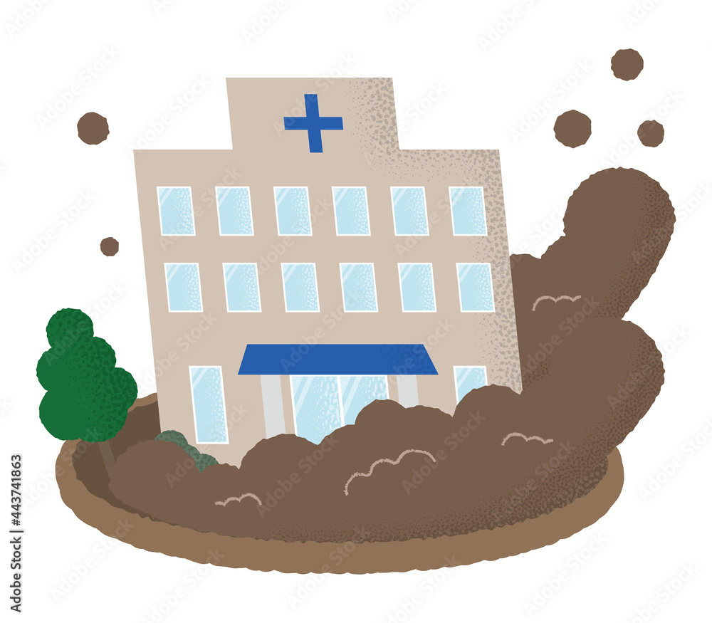 土砂災害に遭う病院のベクターイラスト Stock Vector | Adobe Stock
