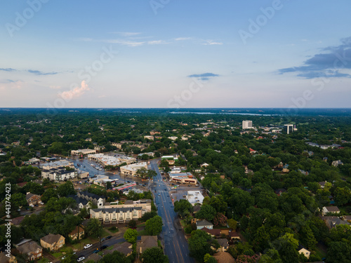 Dallas, Texas  USA 07-06-2021 Aerial View of Live Oak Street and Skillman Ave in East Dallas Texas 2021