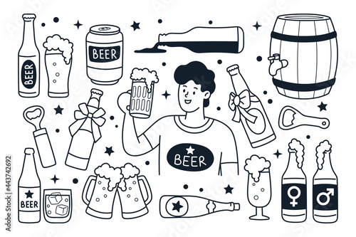 Beer vector doodle illustration isolated background