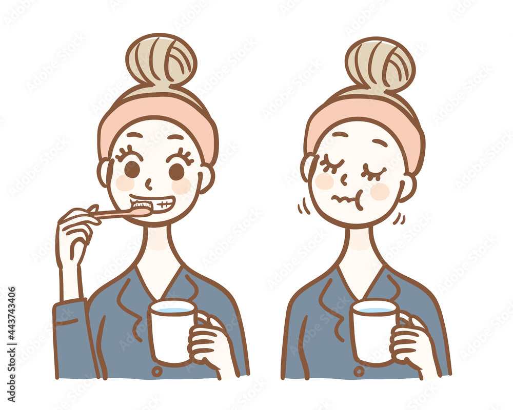 歯磨きとうがいをするパジャマ姿の女性 Stock Vector Adobe Stock 歯磨きとうがいをするパジャマ姿の女性 Stock Vector Adobe Stock
