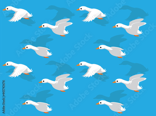 Animal Animation Flying Duck Pekin White Cartoon Vector Seamless Wallpaper