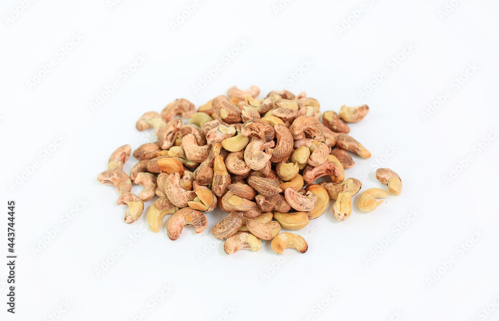 Cashew nuts with shell isolated on a white background Cashew nuts with shell isolated on a white background