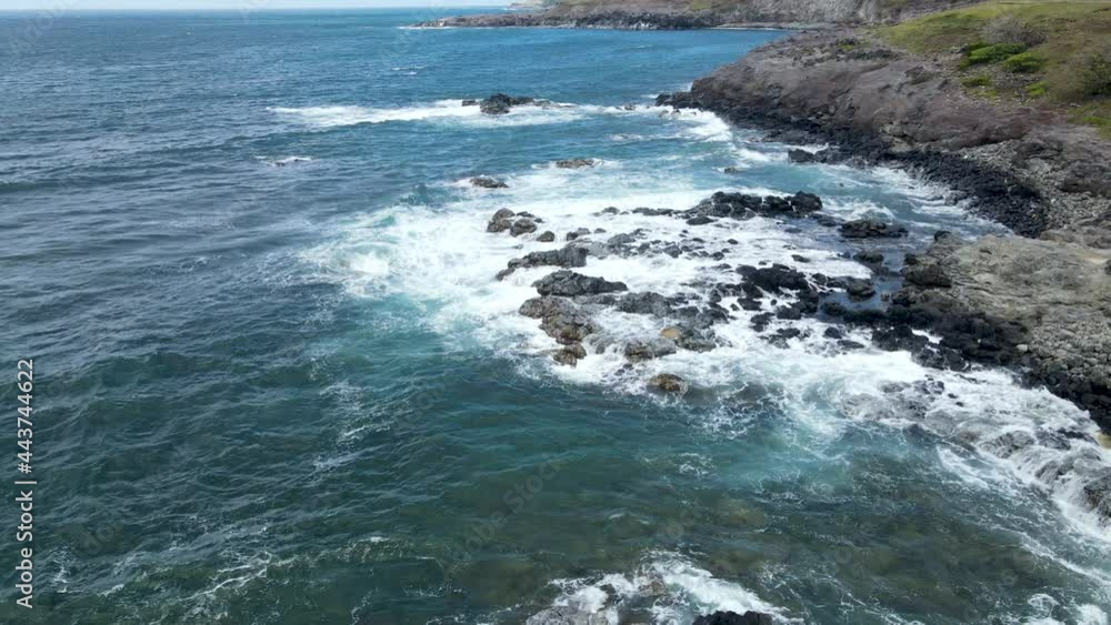 Rocky Coast on Volcanic Hawaiian Island of Maui - Aerial Establishing Rocky Coast on Volcanic Hawaiian Island of Maui - Aerial Establishing