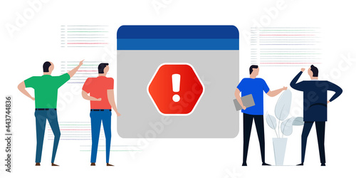 Error code warning notification fatal sign of exclamation mark in programming software development application system