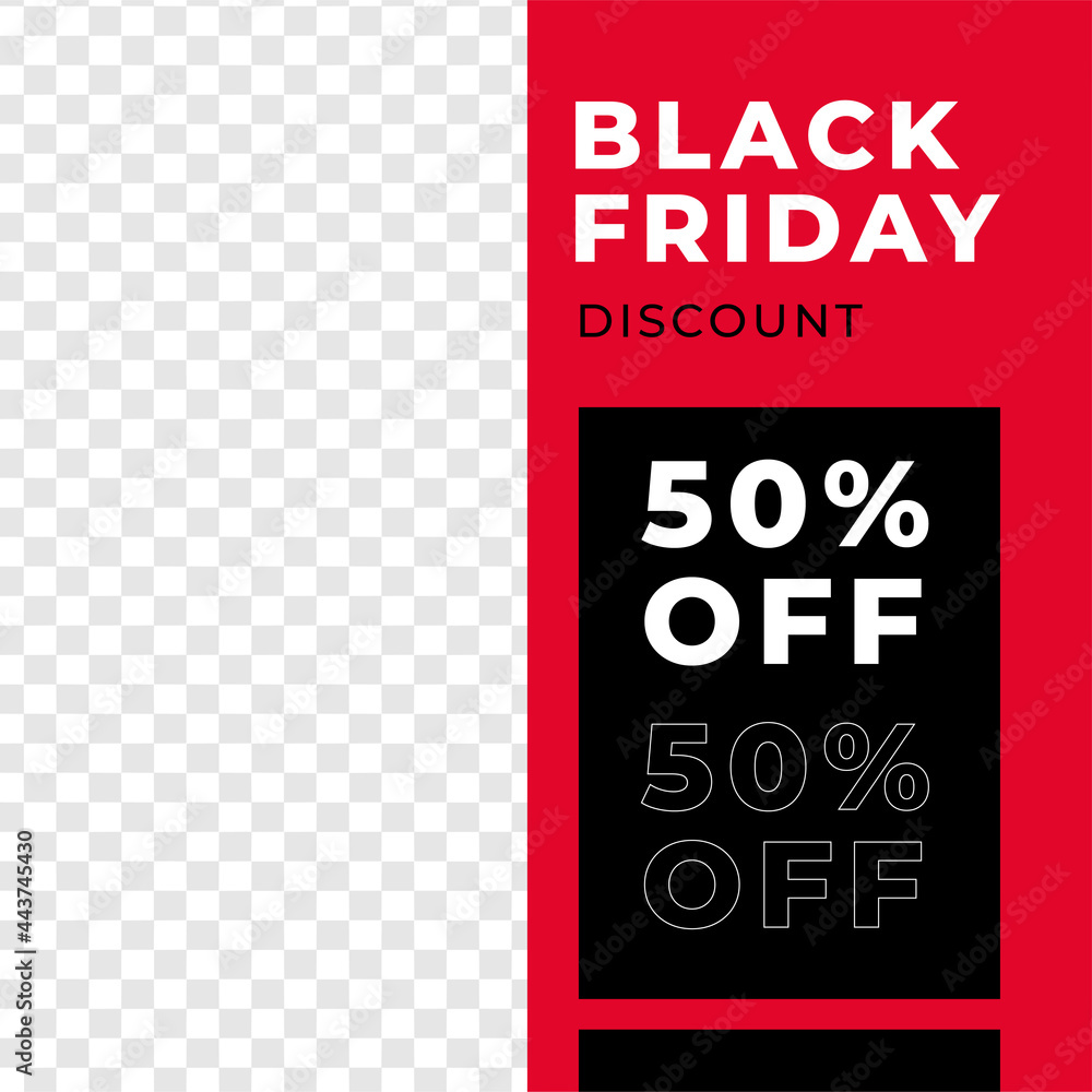 Black friday sale discount poster social media post template red modern minimalis style
