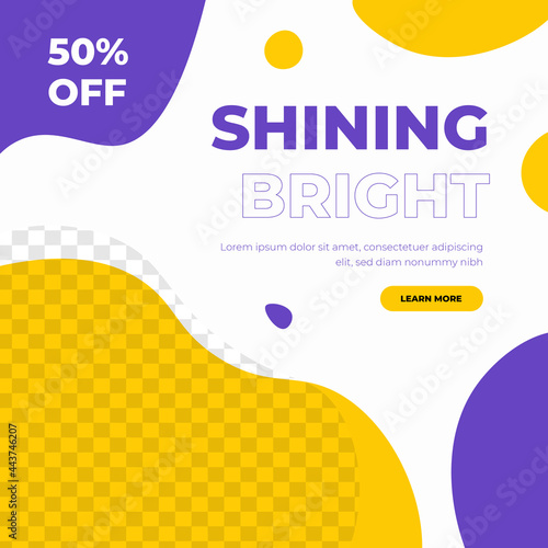 Cleaning service sale discount poster social media post template yellow and purple modern minimalis style