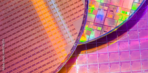 silicon wafer reflecting different colors.