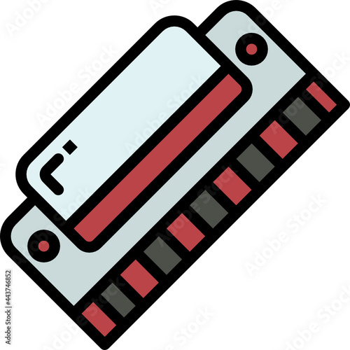 harmonica color outline icon