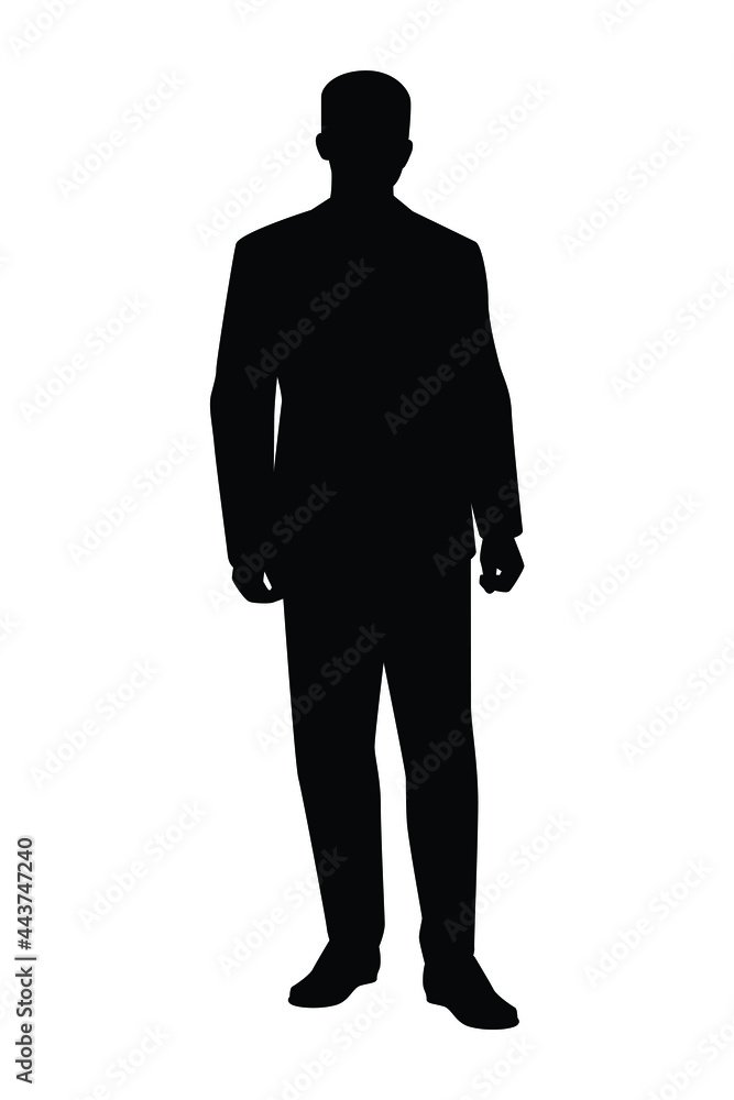 Standing businessman silhouette vector on white background
