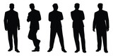 Set of standing businessmen silhouette vector on white background