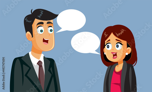 Businessman and Businesswoman Talking Vector Illustration