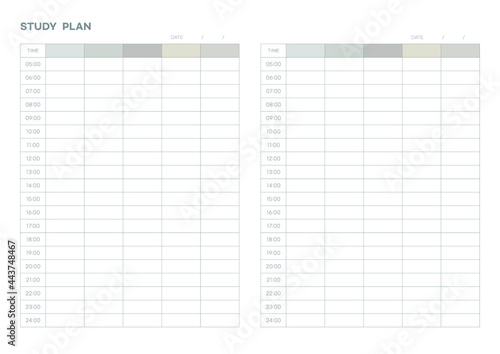 Note, scheduler, diary, calendar planner document template illustration. study plan form.