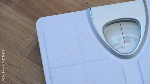 Close up body weight scales for measure weight loss.Weighing scale to healthy slimming concept.