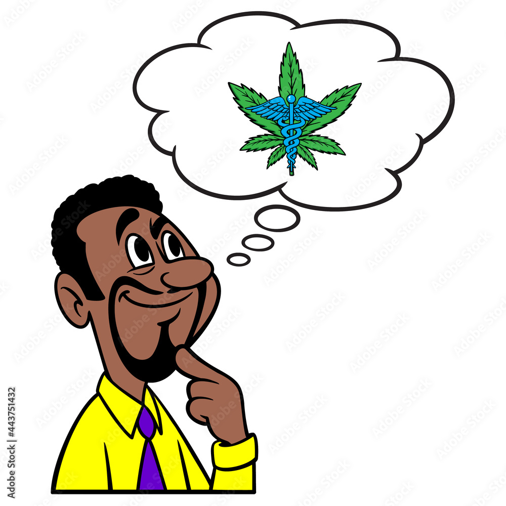 Man thinking about Medical Marijuana - A cartoon illustration of a man thinking about using Medical Marijuana. Man thinking about Medical Marijuana - A cartoon illustration of a man thinking about using Medical Marijuana.