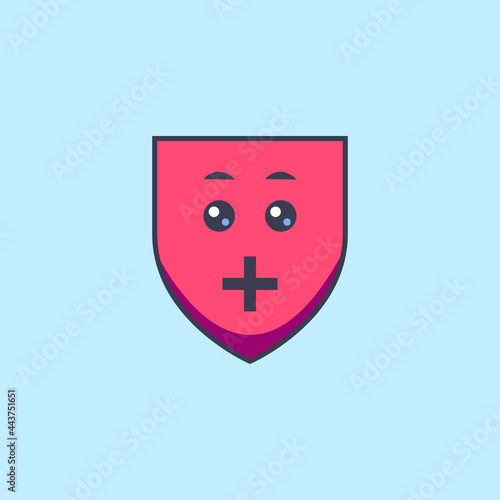 health insurance medical protection security shield vector kawaii illustration