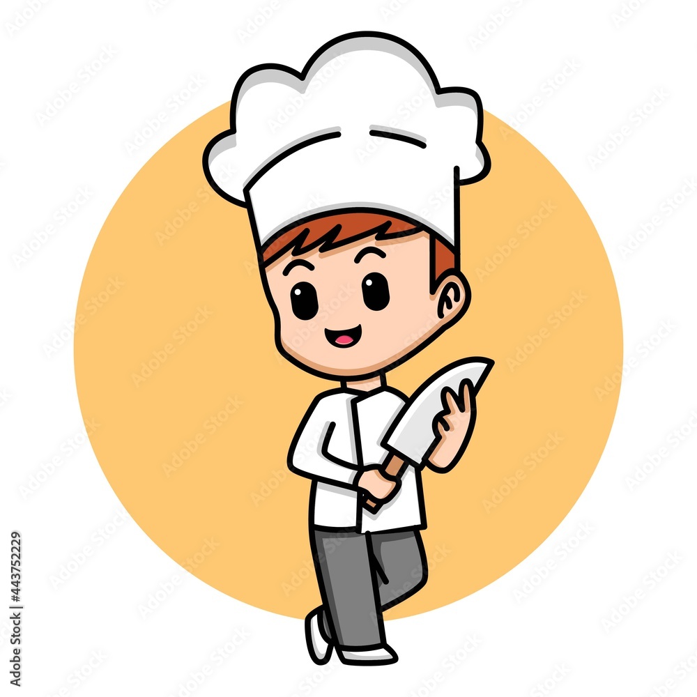Cute boy chef cartoon illustration Cute boy chef cartoon illustration