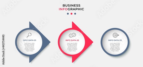 Vector Infographic design business template with icons and 3 options or steps. Can be used for process diagram, presentations, workflow layout, banner, flow chart, info graph