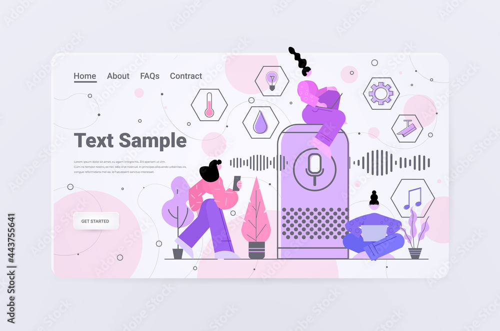 business people using intelligent smart speaker voice recognition activated digital assistant concept business people using intelligent smart speaker voice recognition activated digital assistant concept