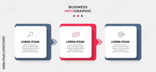 Vector Infographic design business template with icons and 3 options or steps. Can be used for process diagram, presentations, workflow layout, banner, flow chart, info graph