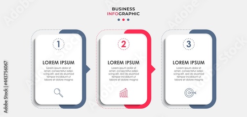 Vector Infographic design business template with icons and 3 options or steps. Can be used for process diagram, presentations, workflow layout, banner, flow chart, info graph photo