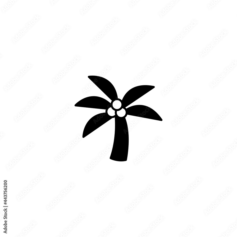 Coconut, palm tree icon in solid black flat shape glyph icon, isolated on white background Coconut, palm tree icon in solid black flat shape glyph icon, isolated on white background