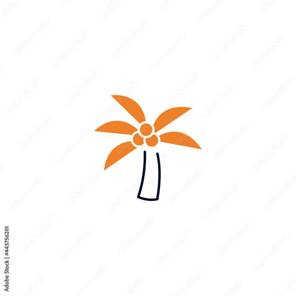 Coconut, palm tree icon in color icon, isolated on white background 