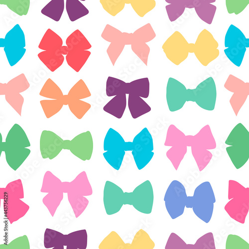 Seamless pattern colorful bows silhouettes vector illustration 