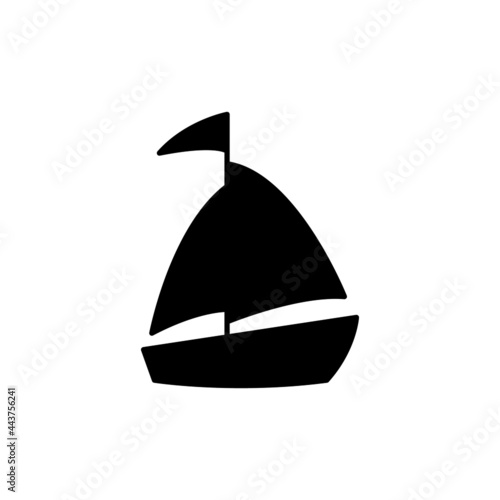 Boat, ship, yacht icon in solid black flat shape glyph icon, isolated on white background 