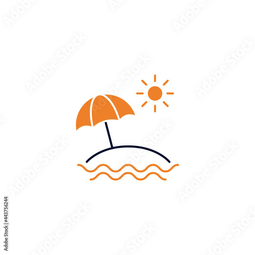 Beach umbrella icon in color icon, isolated on white background 