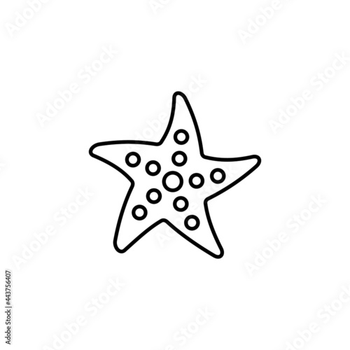 starfish icon in flat black line style, isolated on white background 