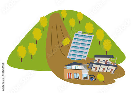 災害　土砂崩れ　住宅