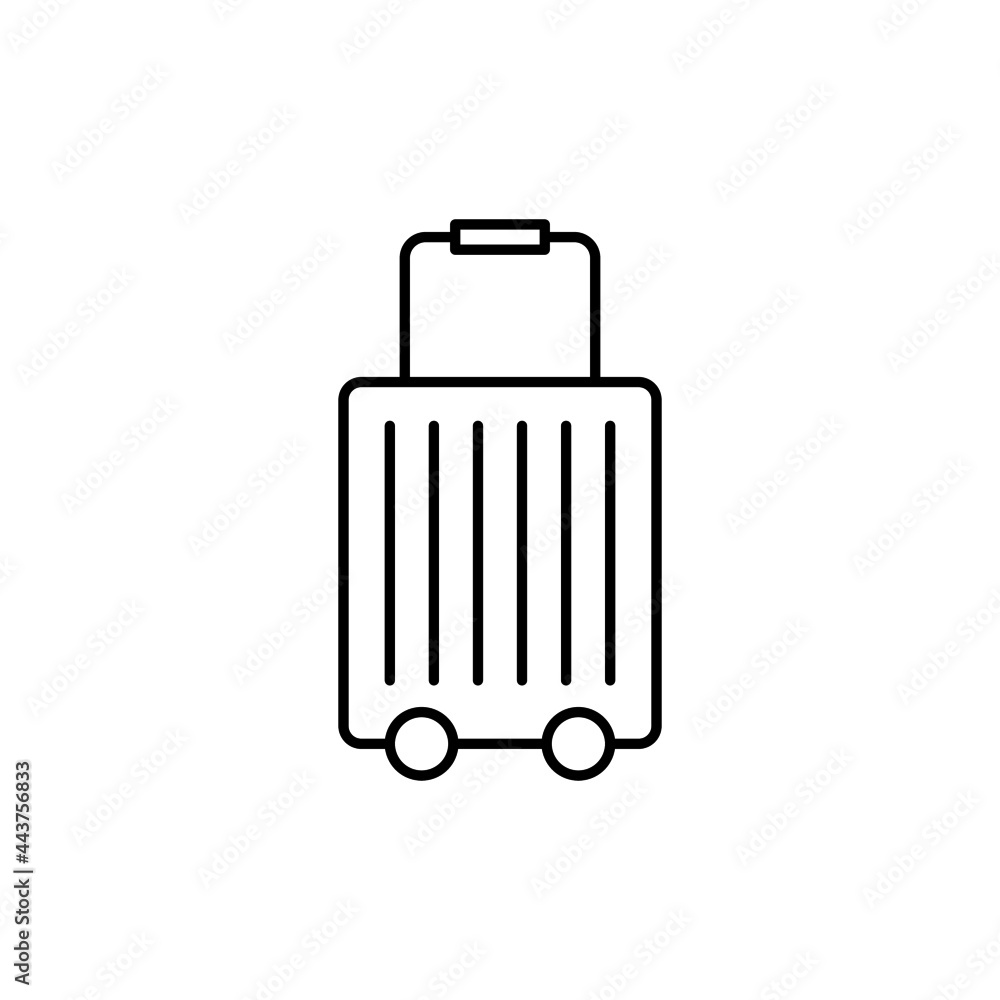 Travel suitcase icon in flat black line style, isolated on white background Travel suitcase icon in flat black line style, isolated on white background