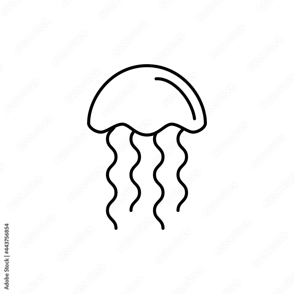 jellyfish icon in flat black line style, isolated on white background jellyfish icon in flat black line style, isolated on white background