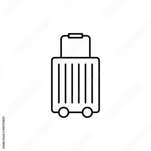 Travel suitcase icon in flat black line style, isolated on white background 