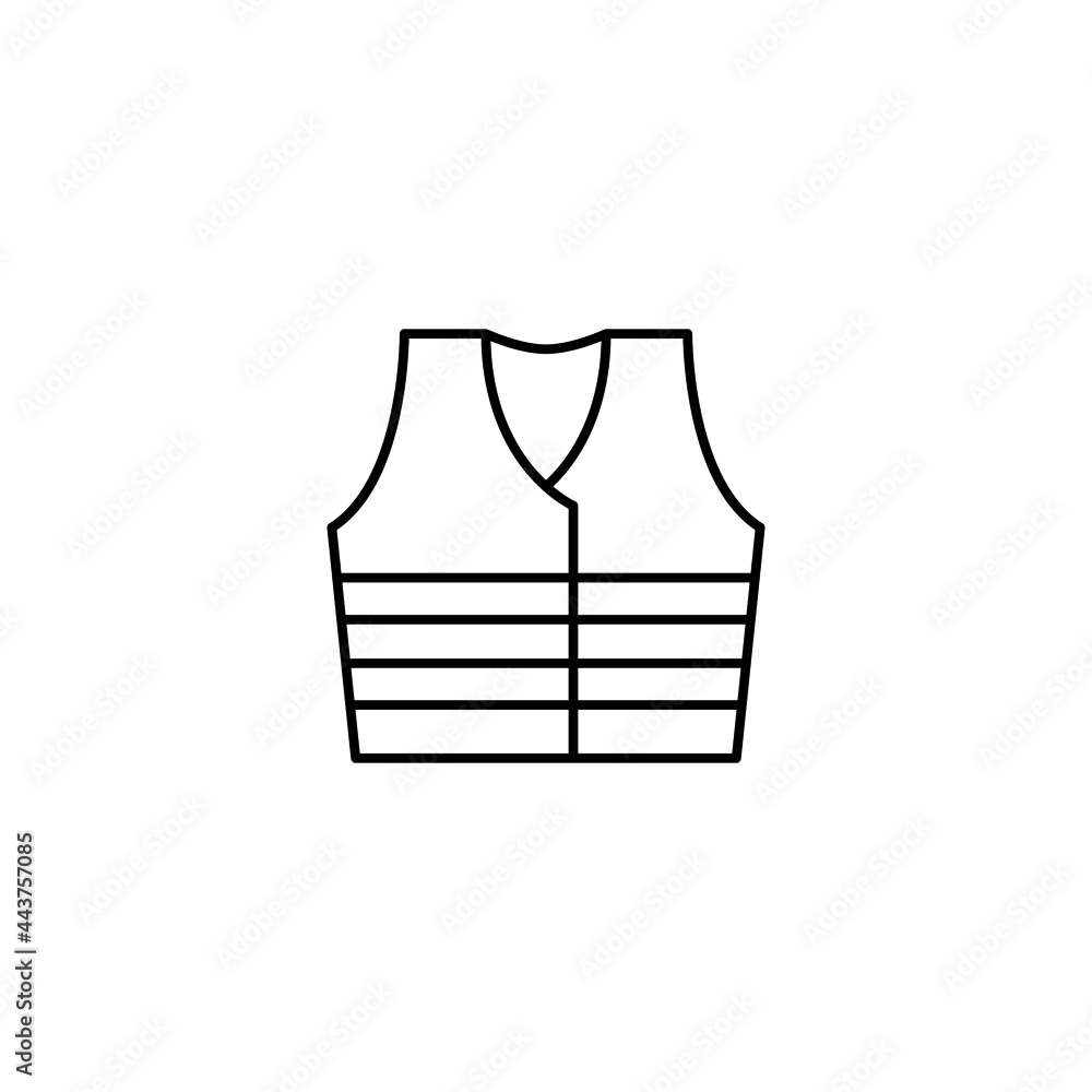 Safety jacket icon in flat black line style, isolated on white background Safety jacket icon in flat black line style, isolated on white background