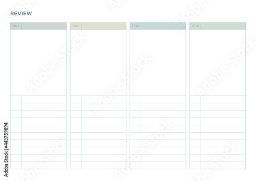 Note  scheduler  diary  calendar planner document template illustration. Review form.