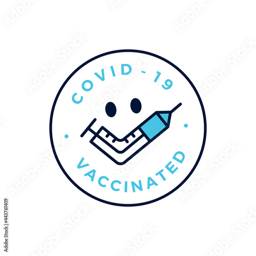 smile vaccine check i have got vaccinated covid 19 logo vector icon illustration