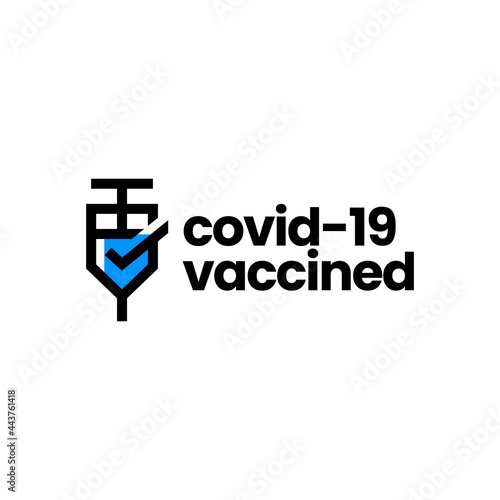 injection vaccine check i have got vaccinated covid 19 logo vector icon illustration