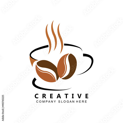 Beans And Coffee Cup Logo Template vector icon design
