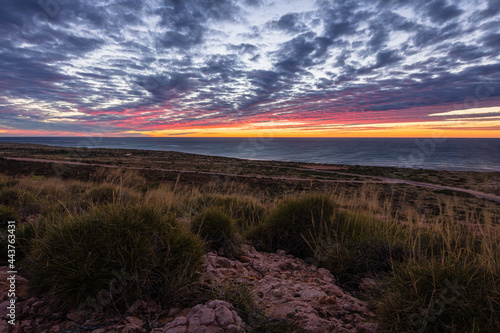 オーストラリア 西オーストラリア州のエクスマウス近郊のライトハウス湾の夕暮れ