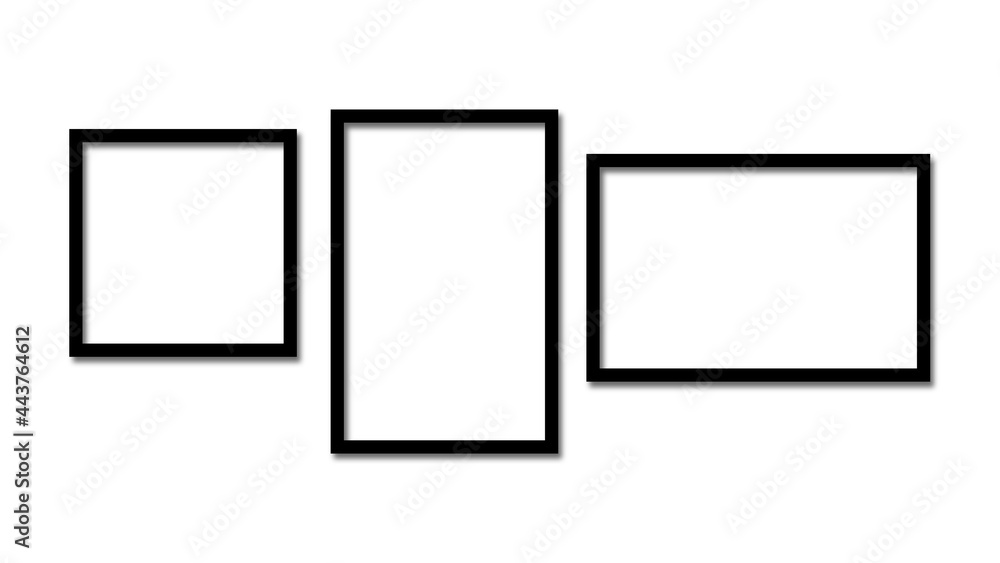 Black blank frame. Close up. Isolated on white background. Black blank frame. Close up. Isolated on white background.