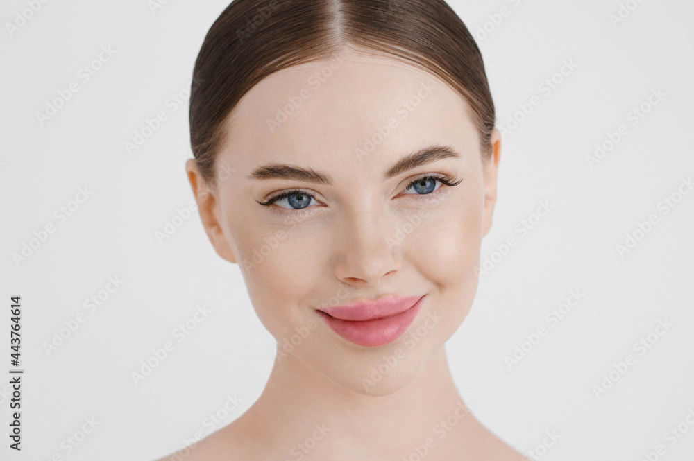 Beauty woman face close up beauty skin lips eyes happe model Beauty woman face close up beauty skin lips eyes happe model