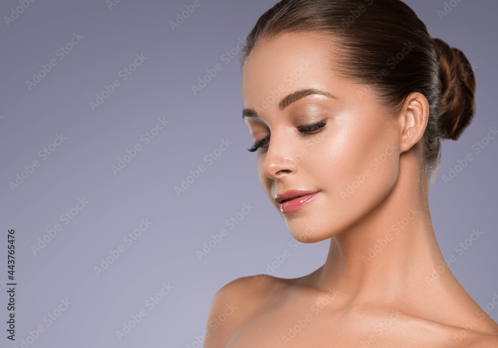Beautiful woman face healthy skin care natural beauty close up 