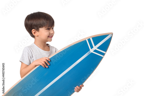 Cute little boy with surfbo...