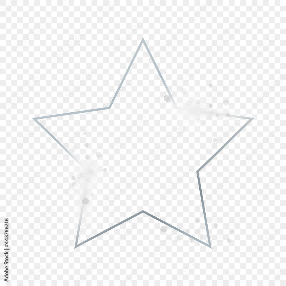 Silver glowing star shape frame with sparkles Silver glowing star shape frame with sparkles
