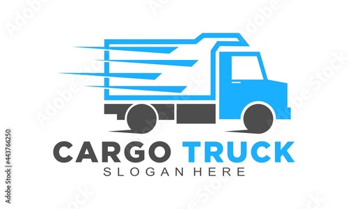 Fast cargo truck vector logo